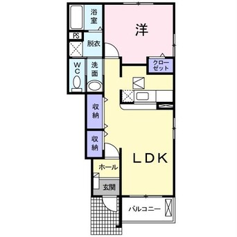 間取図 山陽本線（中国）/防府駅 バス6分ｺｽﾊﾟ防府前下車:停歩2分 1階 築18年