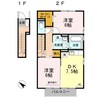 リリア 弐番館 2DKの間取り