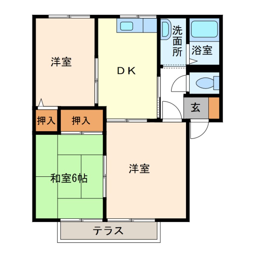 間取図 山陽本線（中国）/防府駅 バス3分開出下車:停歩9分 1階 築28年