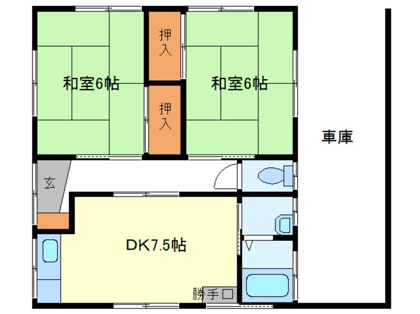 間取図 山陽本線（中国）/防府駅 バス11分横入川下車:停歩5分 1階 築34年