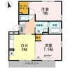 セジュールスハマ　Ａ棟 2DKの間取り