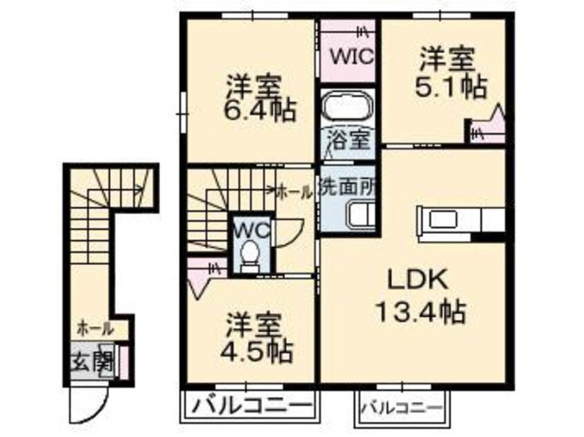 間取図 山陽本線（中国）/防府駅 バス5分柳原下車:停歩8分 2階 築13年