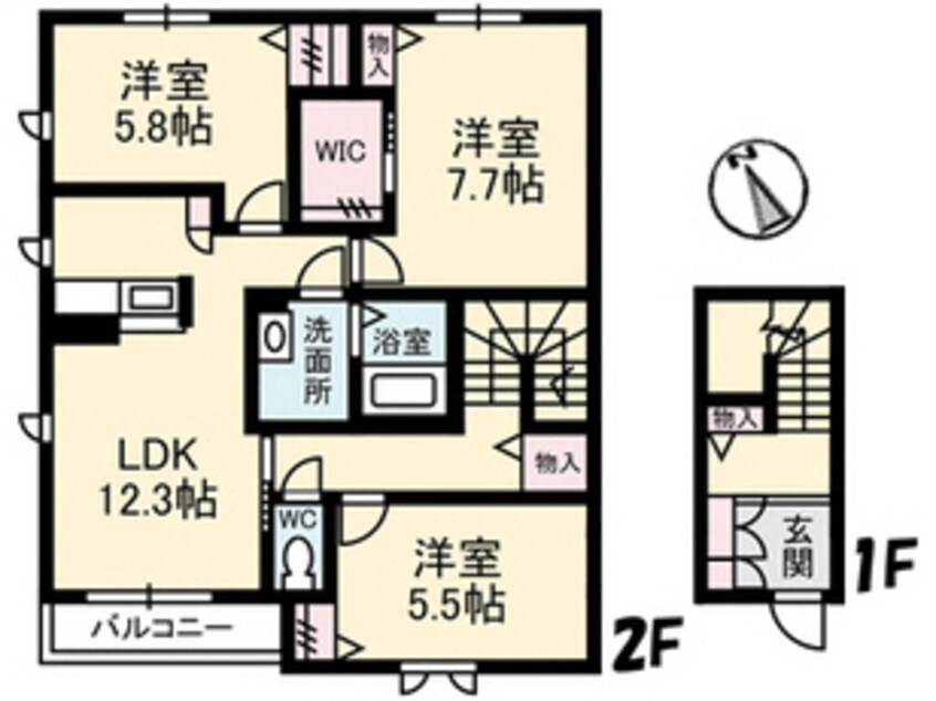 間取図 山陽本線（中国）/防府駅 バス10分国分寺下車:停歩7分 2階 築10年