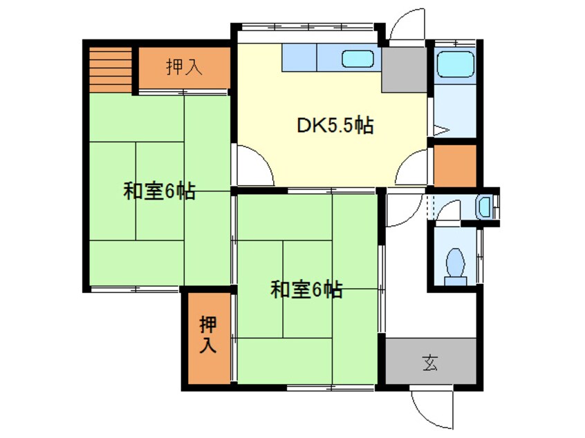 間取図 山陽本線（中国）/防府駅 バス7分岸津下車:停歩9分 1階 築52年