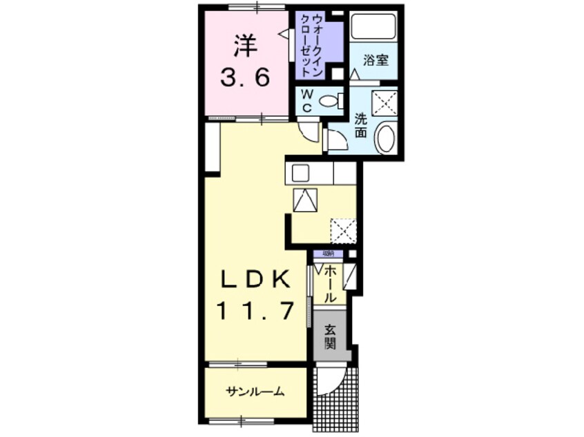 間取図 山陽本線（中国）/大道駅 徒歩8分 1階 築9年