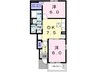アンソレイエⅢ号館 2DKの間取り