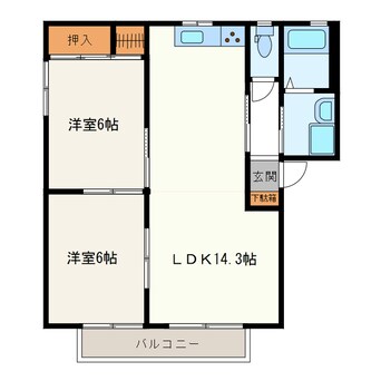 間取図 山陽本線（中国）/防府駅 バス8分寺開作下車:停歩8分 2階 築21年