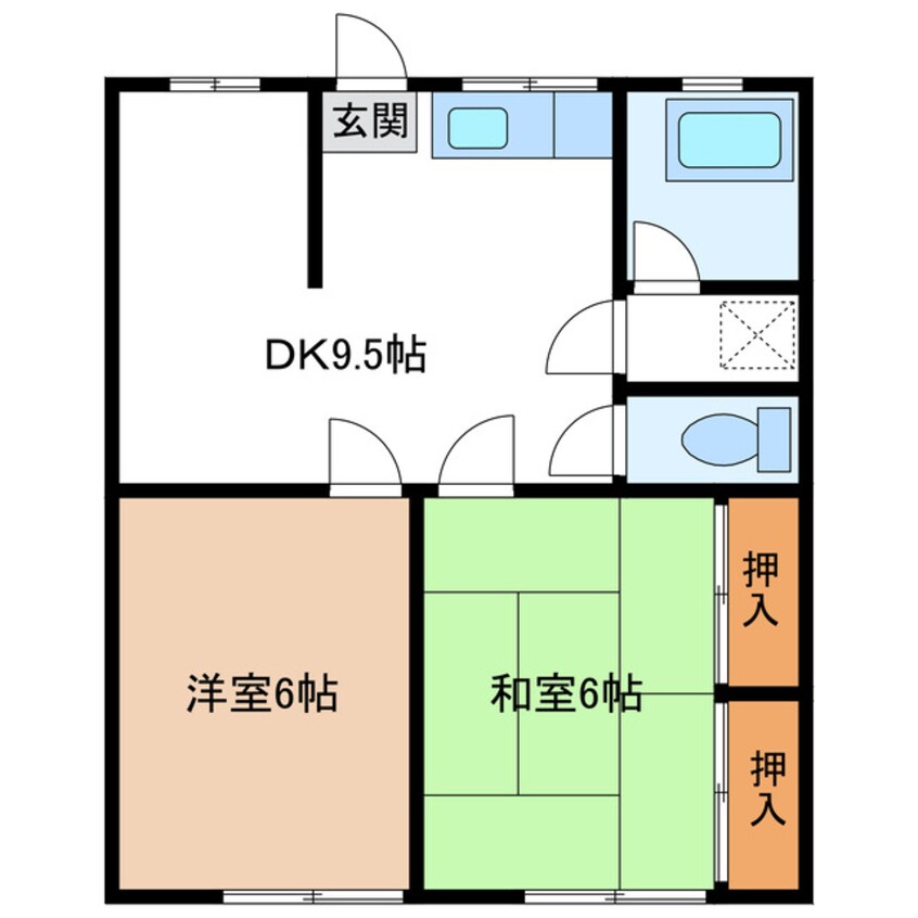 間取図 山陽本線（中国）/防府駅 バス5分国分寺下車:停歩6分 1階 築40年