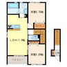 エイブルメゾン佐波 2LDKの間取り