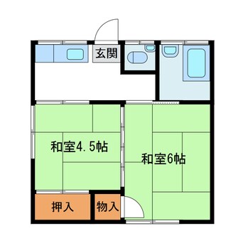 間取図 山陽本線（中国）/防府駅 バス5分新橋下車:停歩11分 1階 築50年