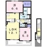 クオーレⅠ 2LDKの間取り