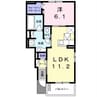 浜方グランコートA 1LDKの間取り