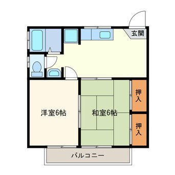 間取図 山陽本線（中国）/防府駅 バス8分四辻下車:停歩3分 2階 築30年