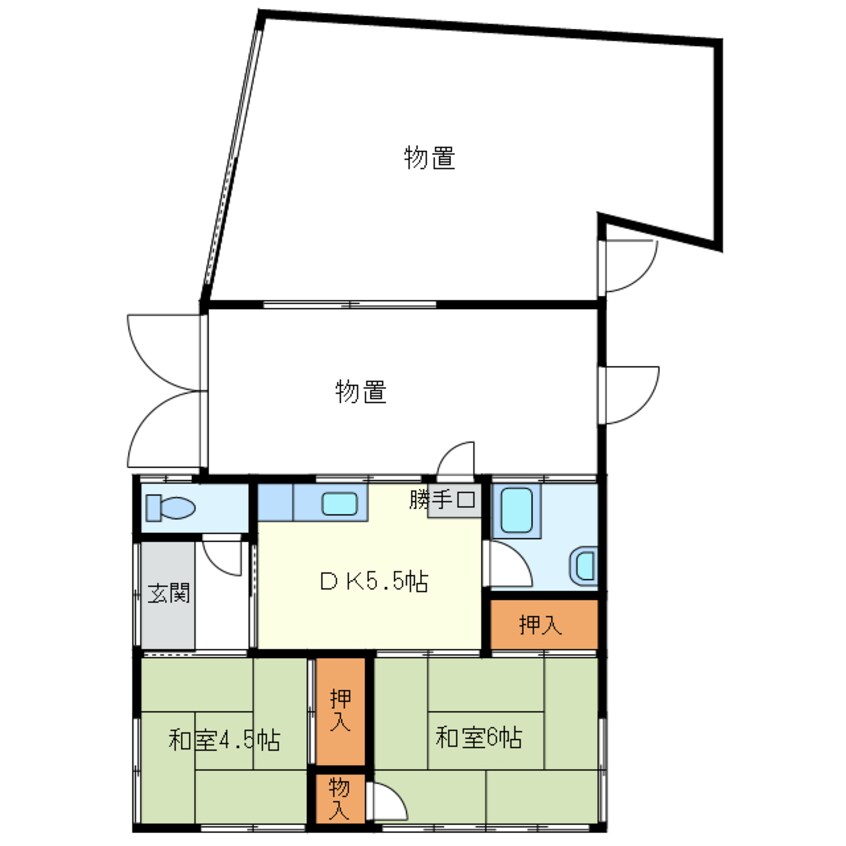 間取図 山陽本線（中国）/防府駅 バス12分植松下車:停歩8分 1階 築49年