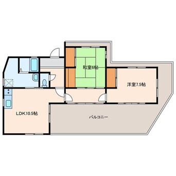 間取図 山陽本線（中国）/大道駅 徒歩1分 2階 築44年