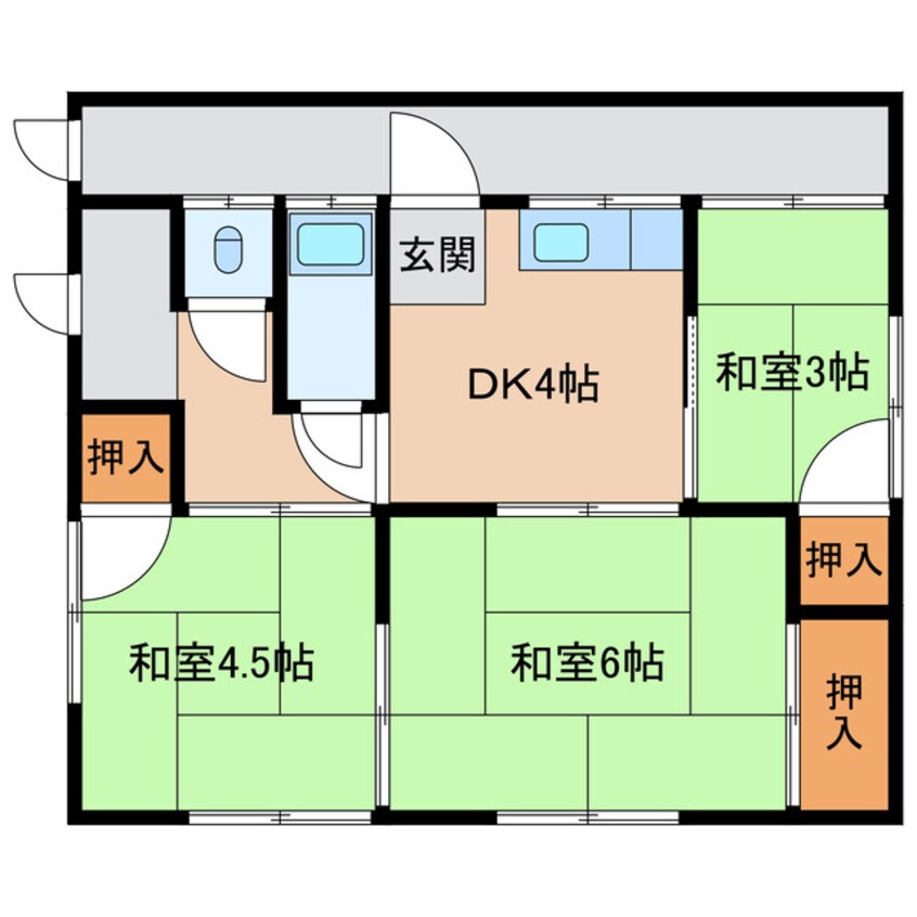 間取図 山陽本線（中国）/防府駅 徒歩14分 1階 築48年