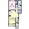 シュバルツハウス防府 1LDKの間取り
