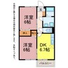 エクセル後田 2DKの間取り