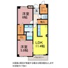 レガリア新豊 2LDKの間取り