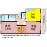 レ・セゾンKAWADAⅠ 2DKの間取り