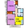 セジュール伊藤 2DKの間取り