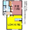 ウェスト川原田 1LDKの間取り