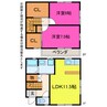 金塚町テラスハウス 2LDKの間取り