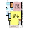 レインボー國府B 1LDKの間取り