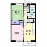 ヴァンヴェール祇園 2DKの間取り