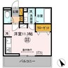 メゾンドラメール 1Rの間取り
