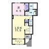 ヒカルサ市原姉ヶ崎イースト 1LDKの間取り