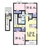仮称　蔵波アパート1 2LDKの間取り