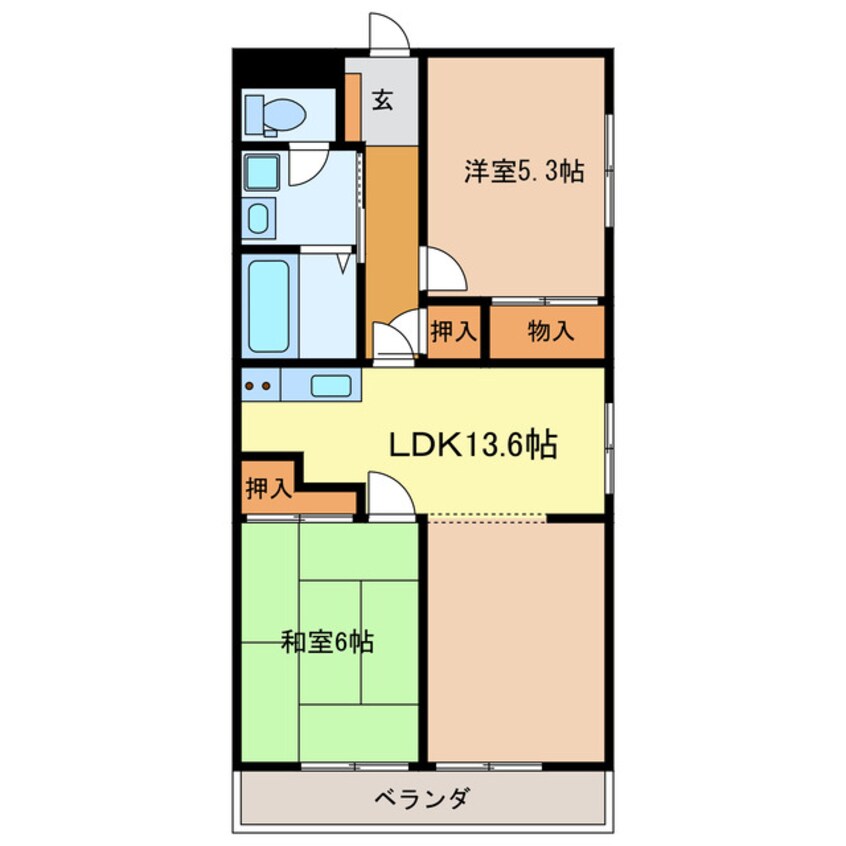 間取図 東海道本線/浜松駅 バス7分領家郵便局下車:停歩6分 5階 築23年