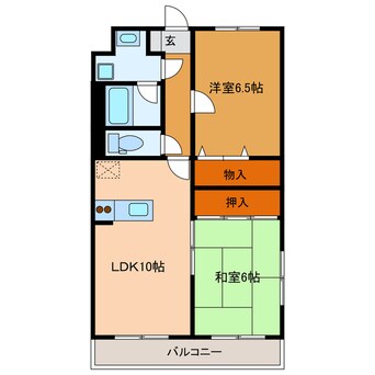 間取図 東海道本線/浜松駅 バス7分あみだ寺前下車:停歩3分 3階 築26年