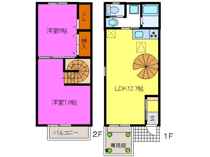 間取図 東海道本線/浜松駅 バス23分志都呂下車:停歩6分 1-2階 築17年