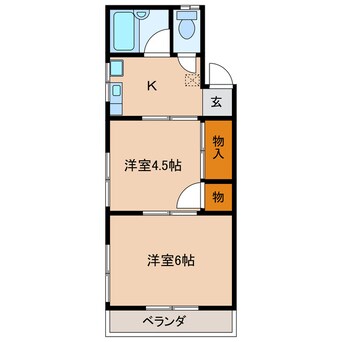 間取図 東海道本線/浜松駅 バス5分高町下車:停歩2分 2階 築39年