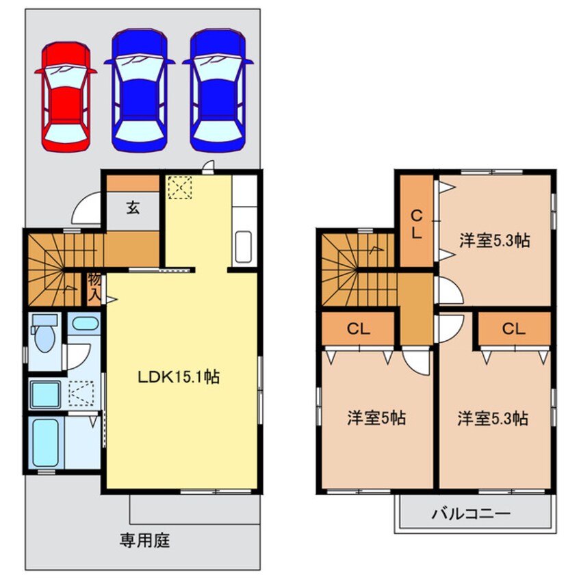 間取図 東海道本線/浜松駅 バス35分小山中下車:停歩4分 1-2階 築15年