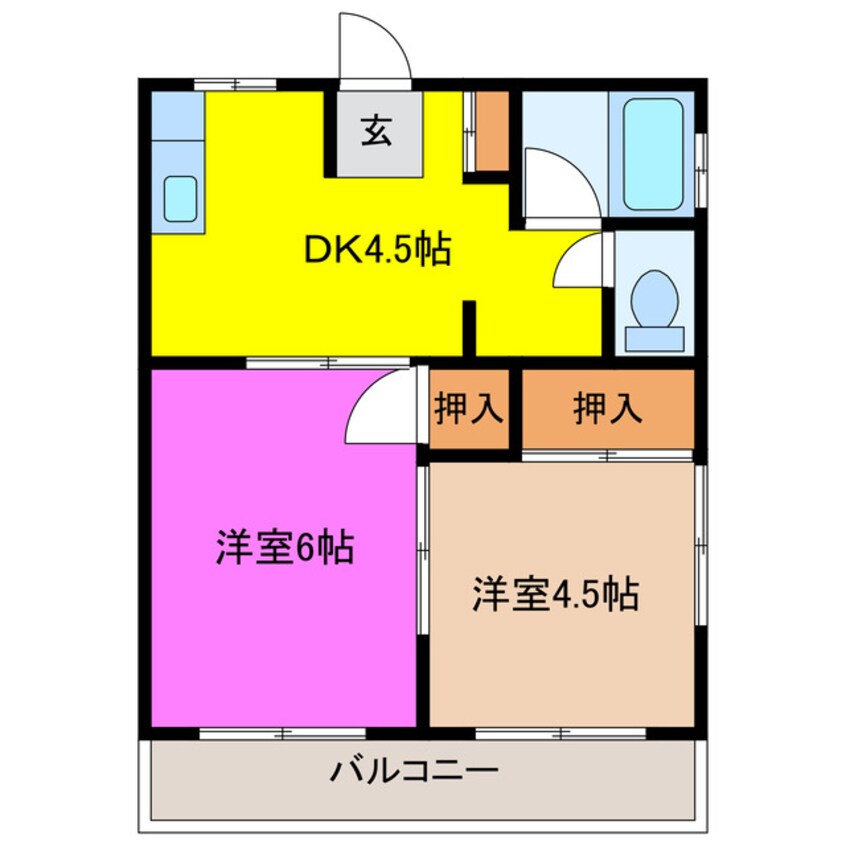 間取図 東海道本線/浜松駅 バス22分うさぎ橋下車:停歩2分 2階 築35年