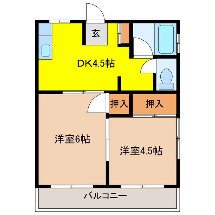 間取図 東海道本線/浜松駅 バス22分うさぎ橋下車:停歩2分 2階 築35年