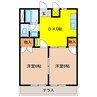 ドリーミー山中Ｃ 2DKの間取り