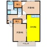 サンビレッジ築捨 2DKの間取り