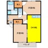 サンビレッジ築捨 2DKの間取り