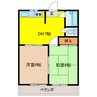 山田ハイム北棟 2DKの間取り