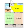 山田ハイム南棟 2DKの間取り