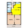 リバティはなみずきＢ 2DKの間取り