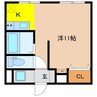 ハイツアミーゴ 1Rの間取り