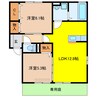 ペジーブル大垣 2LDKの間取り