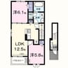 コンフォート新開 2LDKの間取り