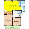 グランデール八坂 2LDKの間取り