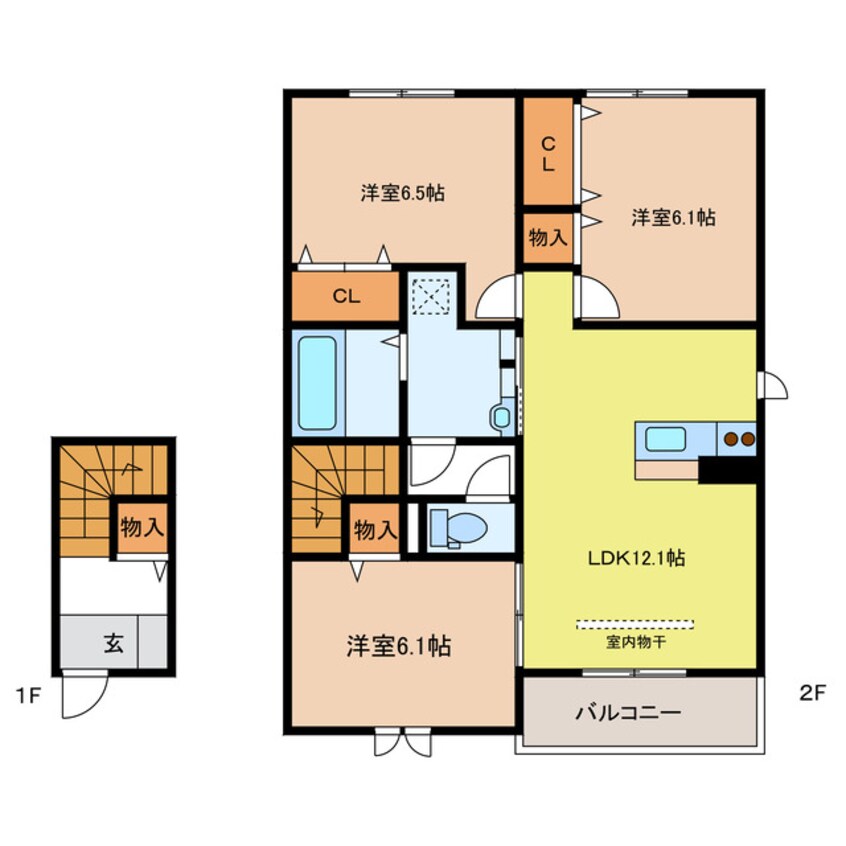 間取図 Ｄ－ｒｏｏｍ中鶉